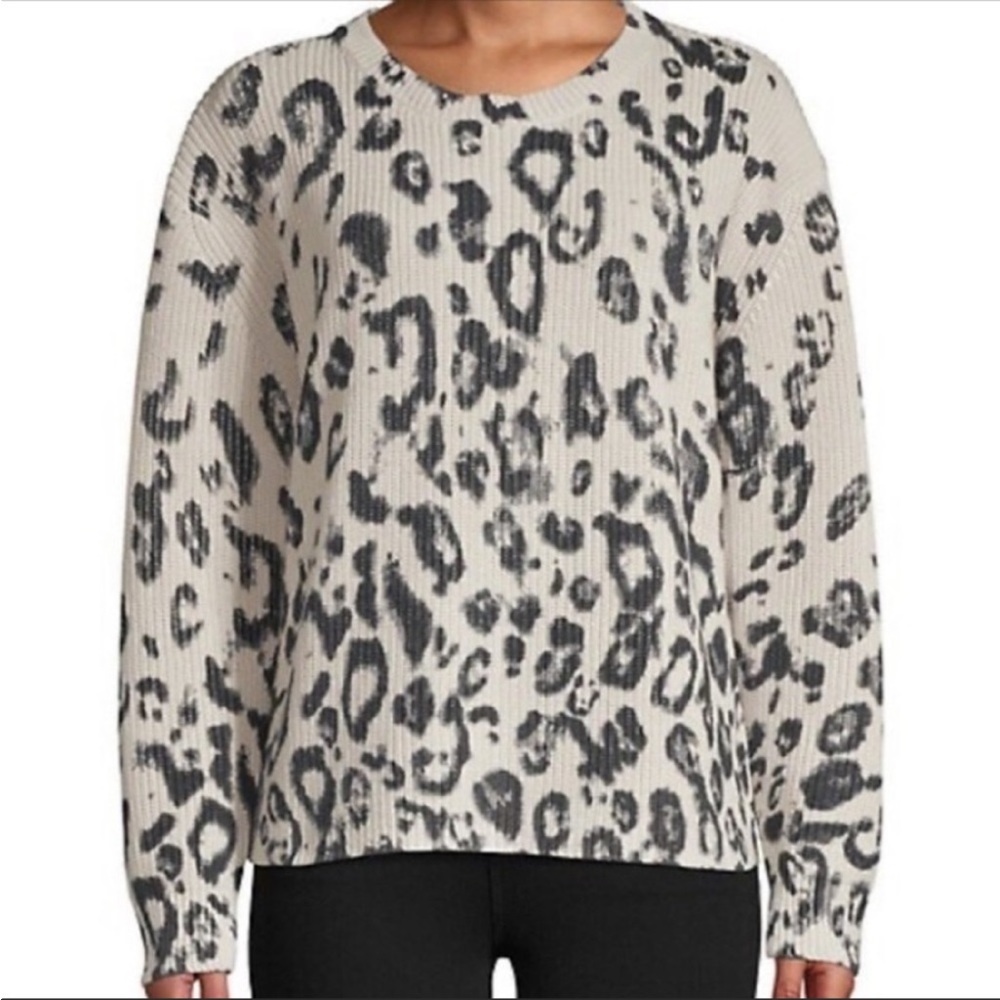 525 America Girls Leopard Print Cotton Ribbed Sweater M